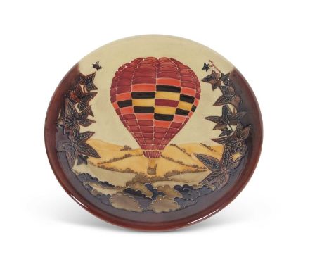 A Moorcroft ballooning charger commissioned by R &amp; R collectibles with factory stamp and artist's monogram ST to base 67/