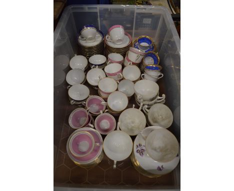 A collection of decorative porcelain cups and saucers.