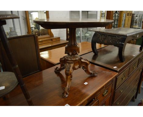 A walnut tripod occasional table.