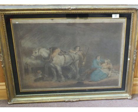 A 19th Century coloured Morland print, 'The Country Stable', 19" x 24"