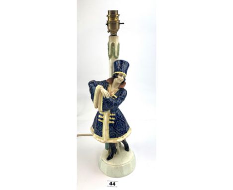 Goldscheider Austria china lamp, 17" high to top of fitting, crazing to base