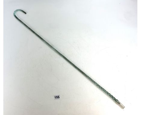 Nailsea green glass stick, 31" long. Tiny chip to end