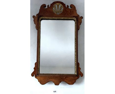 Walnut framed mirror in style of Chippendale, 29" high x 18" wide