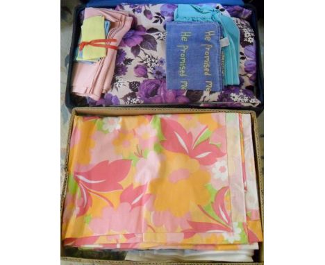 Assorted vintage fabric (box and suitcase)

