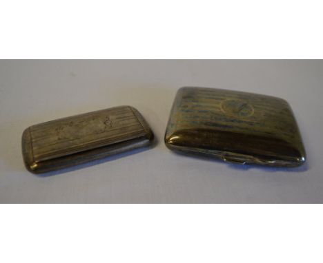 Silver snuff box, Birmingham 1866, makers mark Edward Smith & a silver plated cigarette case. Combined total weight 4.4oz