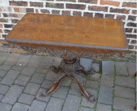 Victorian oak fold over card table