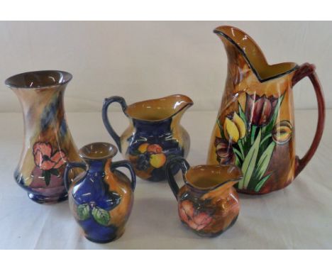 5 pieces of H & K Tunstall pottery inc 'Autumn' and 'Tulip time'