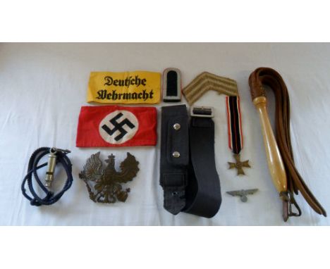 Nazi WW2 War Merit Cross 2nd class (without swords), Reichsadler Badge, WW2 Triple Chevron badge, Nazi black & red should pat