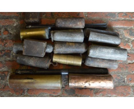 Selection of longcase clock weights & 2 sash weights
