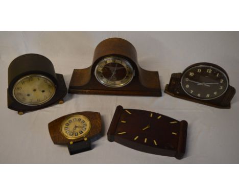 1930s Napoleon mantle clock & 4 other clocks