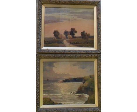 2 oil on boards by Clive R Browne signed lower right.  Verso 'Summer Evening April 11th 1932' and 'On the Yorkshire coast (ne
