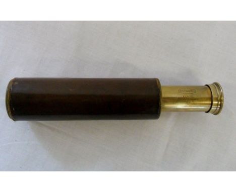 'Britannic 15x' 3 draw leather and brass telescope by Broadhurst Clarkson & Co