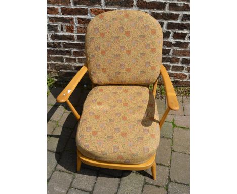 Ercol light elm open arm chair