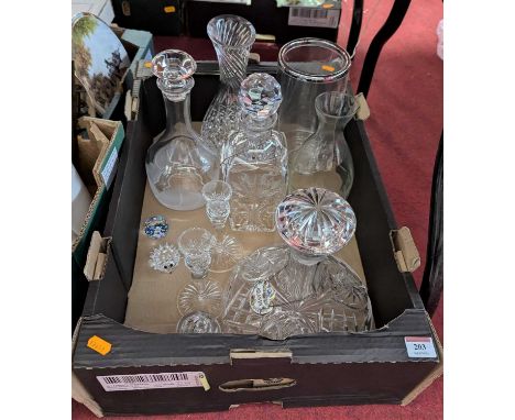 A collection of glassware to include a ship's decanter