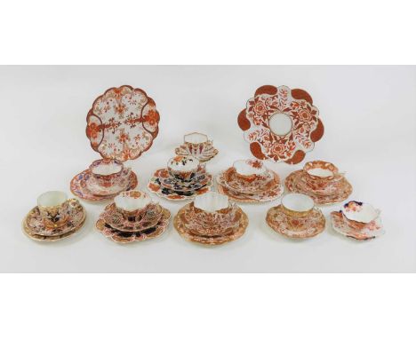 A collection of Foley Charles Wileman red and gilt decorated teawares, early 20th century, various shapes and patternsAll loo