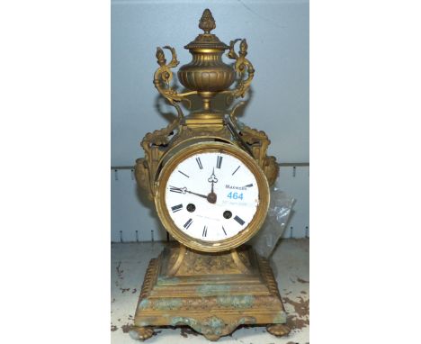 A French ormolu mantel clock (a.f.)