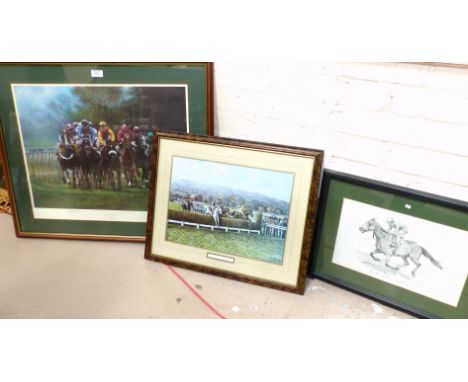 Max Branden:  "Stewards Enquiry", signed limited edition print; other horse racing pictures