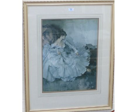 Sir William Russell Flint:  Spanish lady reclining, signed in pencil within the print, framed and glazed