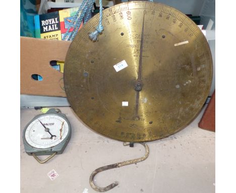 A Salter Trade Spring Balance to weigh 600 lbs; another modern scale