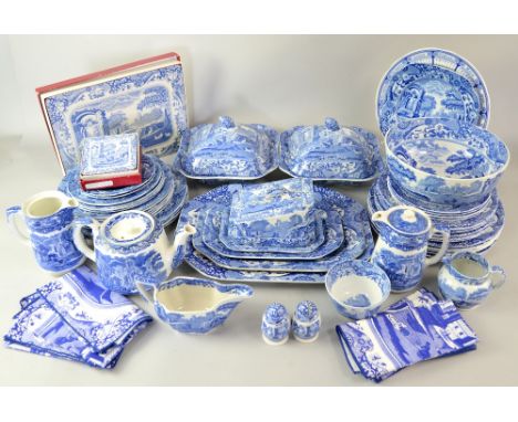 Collection of Spode blue and white china.     Square vegetable dishes 25 x 25 cm; cheese cover 11 x 10 x 14 cm. Approx 33 pla