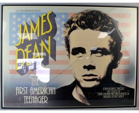 James Dean, The First American Teenager, Goodtimes Enterprises, framed British quad poster, faintly signed by the producer 'W