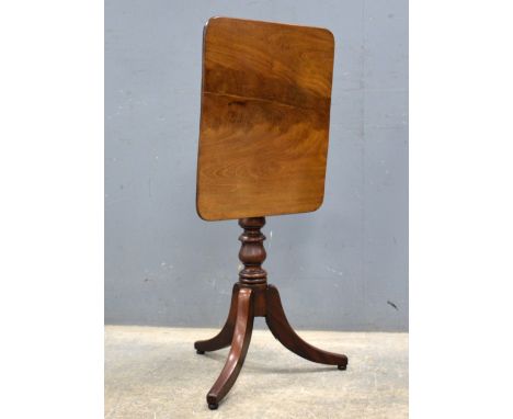 19th century mahogany tilt-top rectangular table on tripod base, 72cm x 54cm.     