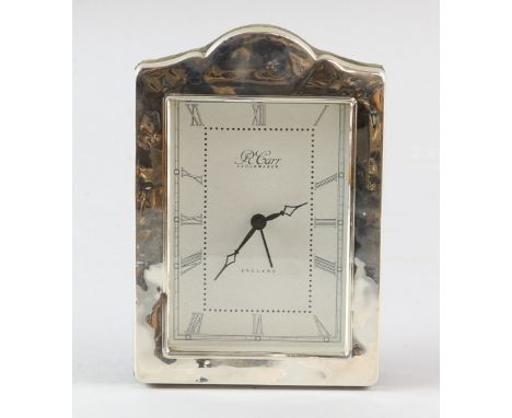 Carr's Sheffield silver clock with alarm function.     