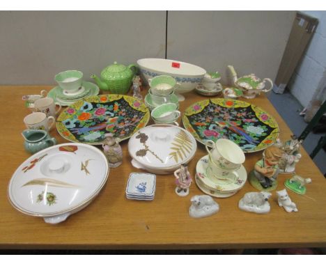 A quantity of ceramics to include a 19th century Vienna porcelain figurine, Japanese chargers, part teasets, Royal Worcester 