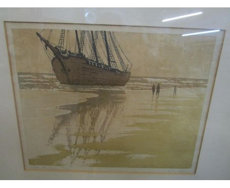 Robert Leslie Howey (1900-1981) - After the Gale, a signed limited edition coloured woodcut print, titled, numbered 7/100 and