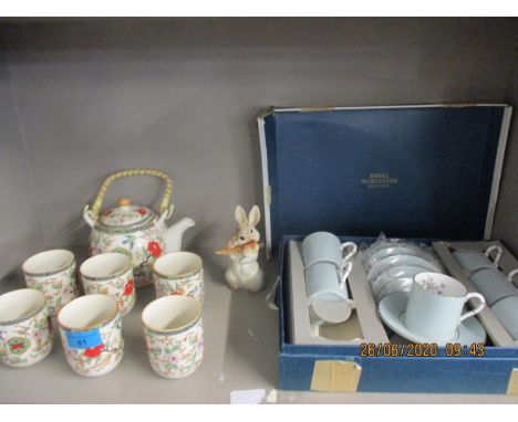 Ceramics to include a Chinese teaset, a Royal Worcester coffee set and a Russian model rabbit. Location: RWB 