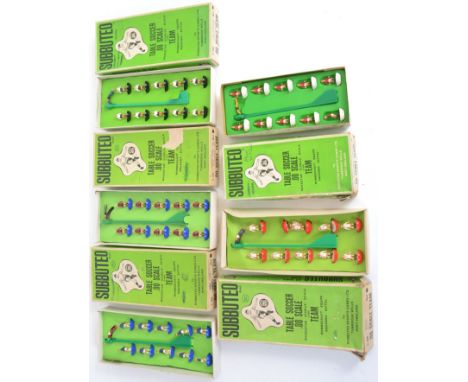 SUBBUTEO: A collection of 5x vintage Subbuteo football teams, each complete. Box numbers; 81, 235, 4, 100 and another. 