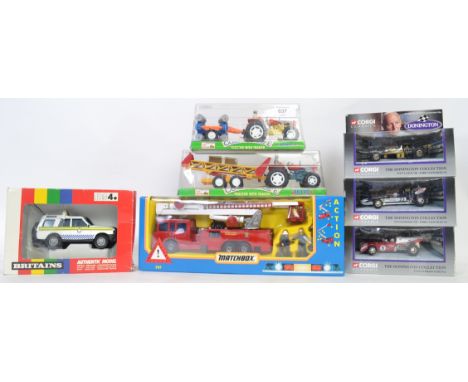 DIECAST: A good assorted collection of boxed diecast models to include Britains 9481 Police Land Rover, Matchbox ERF Fire Eng