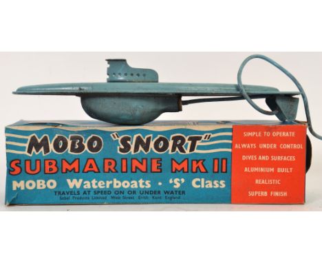 MOBO SNORT; An original vintage Mobo ' Snort ' tinplate Submarine MkII ' S ' class. Within the original box. 