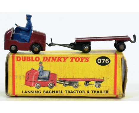 DUBLO DINKY: an original vintage Dinky Dublo Toys 076 ' Lansing Bagnall Tractor & Trailer ' diecast model, within the origina