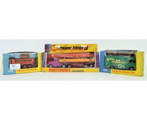 MATCHBOX; A collection of 3x boxed Matchbox Kingsize (and other) diecast models - box numbers K-1, Superkings K-1 and K-5. Ea