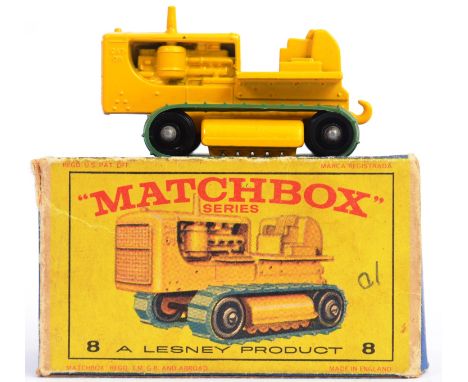 MATCHBOX LESNEY: An original vintage diecast model Matchbox Series Lesney No. 8 Caterpillar Tractor. Within the original box.