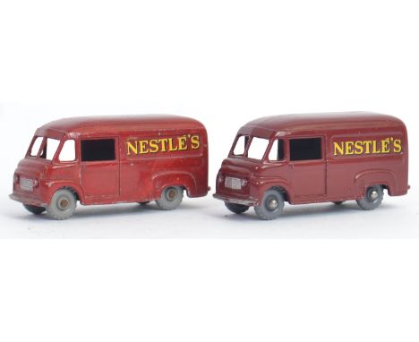 MATCHBOX LESNEY: Two original vintage variation Matchbox Lesney diecast model No. 69 Nestle Commer 30 cwt van. One in light r