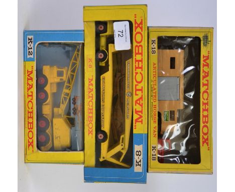 MATCHBOX KINGSIZE; A collection of 3x boxed Matchbox Kingsize diecast models - box numbers K-12, K-8 and K-18. Each within th