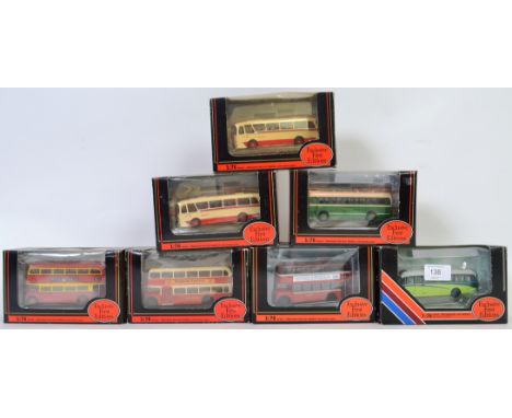 EFE BUSES; A collection of 7x EFE 1:76 scale diecast model buses, each within the original display boxes