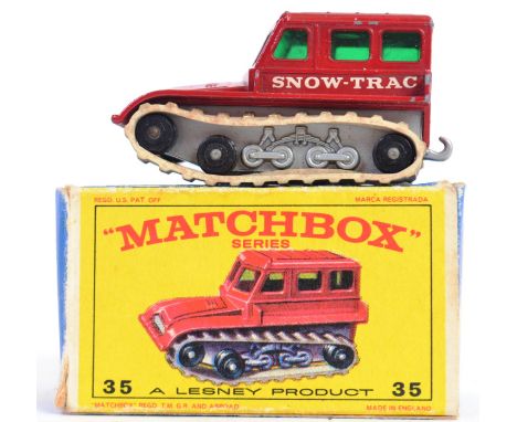 MATCHBOX LESNEY: An original vintage diecast model Matchbox Series Lesney No. 35 Snow Trac. Within the original box. Black pl