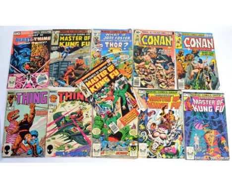 COMIC BOOKS: A collection of 11x assorted vintage 1970's & 1980's Marvel comic books, to include The Thing, Master Of Kung Fu