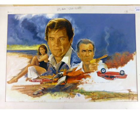 Melvyn Warren-Smith, Man with the golden gun (Roger Moore), a montage of figures and action from the James Bond film,  painte