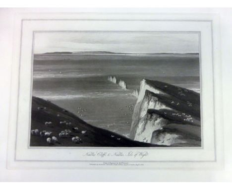 After William Daniell. Four engravings including Needles Cliff, Near Aberystwyth, View of White Barrow and Poole, Dorset, fou
