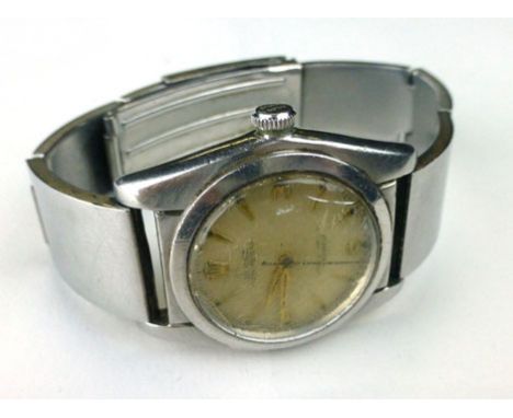 Rolex Oyster Perpetual bubble back chronometer, steel case and strap CONDITION REPORT: face badly scratched  -No warranty off