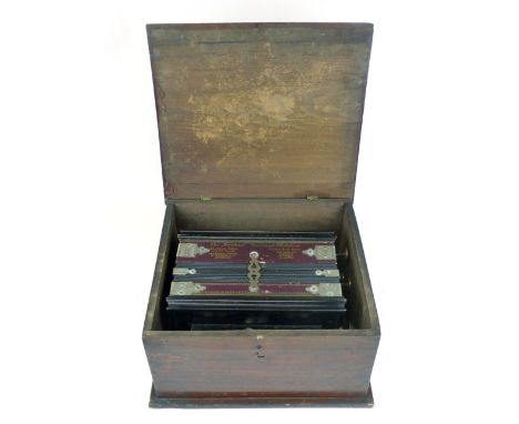 An accordion 'The Exelsior' made by Victoria Metal Reeds of Glasgow, boxed. CONDITION REPORT: Playing condition unknown but s