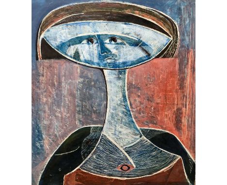 South African School, 20th Century, Abstract portrait, oil on board, unframed, unsigned.