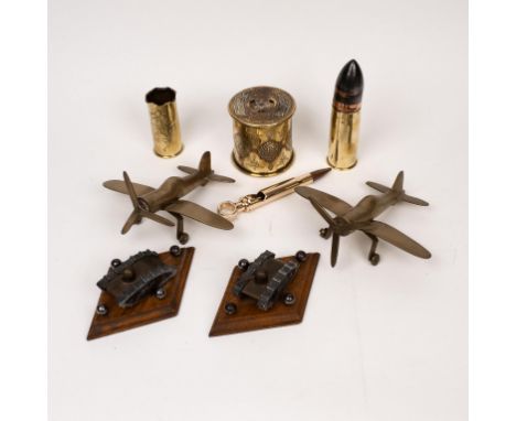 Trench Art - Various with model Aircraft and Tanks etc.