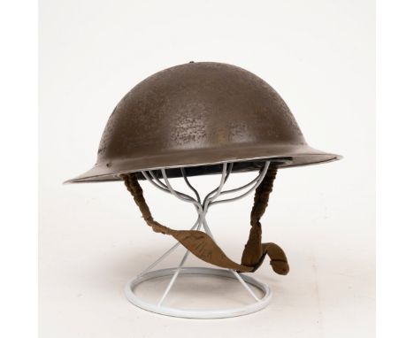 WWII Home Front steel helmet with home-made canvas carrying cover dated 1940
