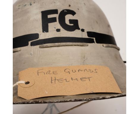 WWII Home Front Zuckerman Steel Fireman Helmet - Paper Label Area 3 174C Mr Peacock Peveril Road (?) Party Leader - Size 7 da