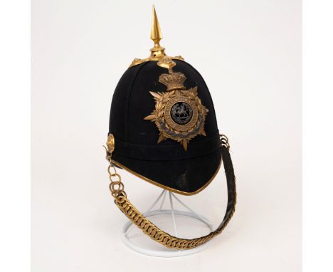 Blue Cloth Helmet, other ranks, South Wales Borderers paper label to inside “104 2 M Tigar South Wales Borderers"